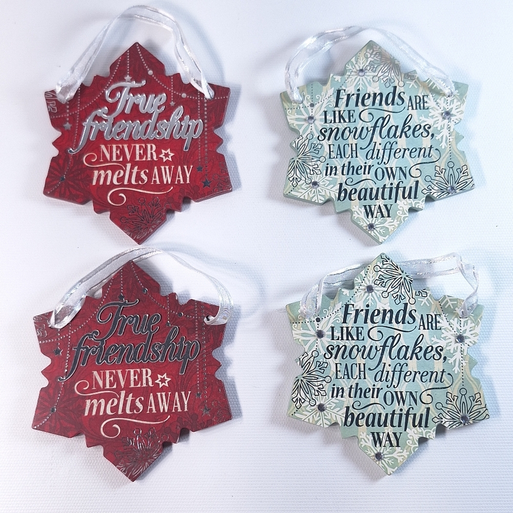 History & Heraldry Festive Words NWT Wooden Friendship Ornaments